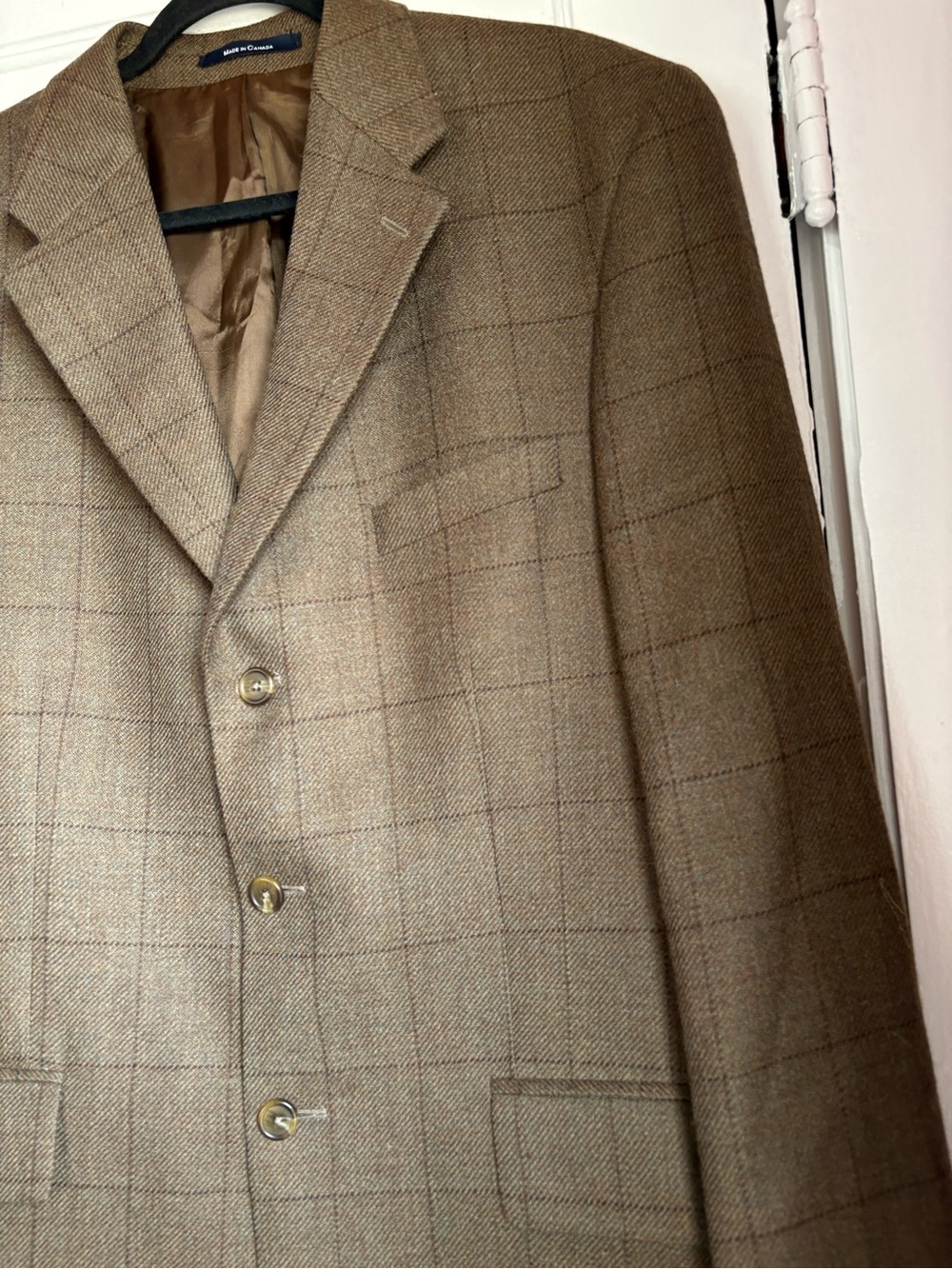 VTG Polo University Club Ralph Lauren Wool Windowpane Blazer Brown 43T Tall - Picture 2 of 7